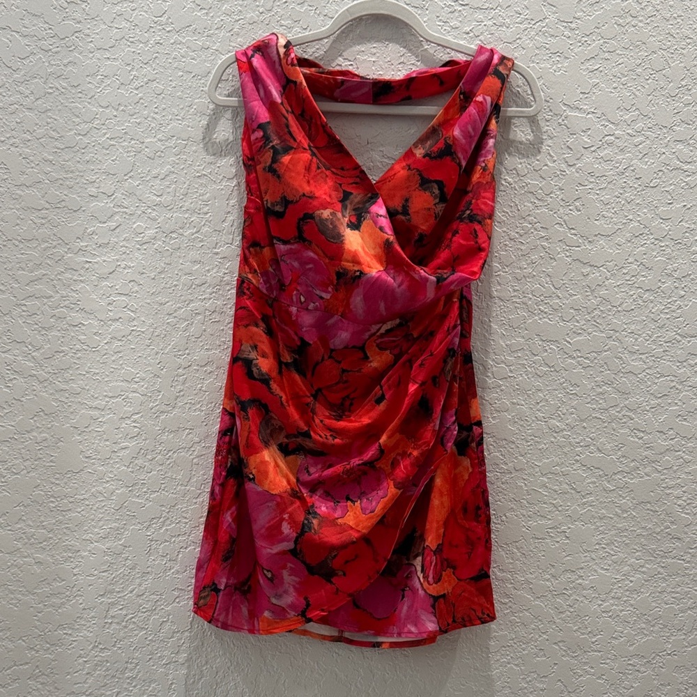 Hello Molly Red and Pink Floral Mini Dress